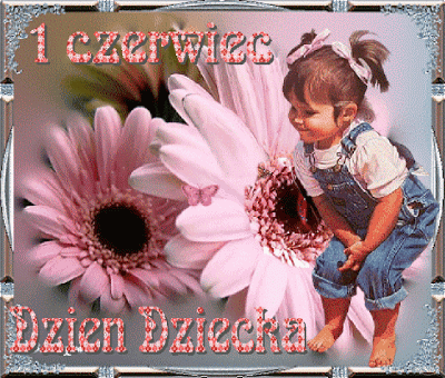 Dziewczynka gerbery motylek  1 czerwiec dzień dziecka